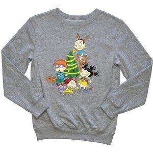 Nickelodeon Rugrats Sweatshirt Juniors' MEDIUM‎ Grey Seasonal Holiday Graphic